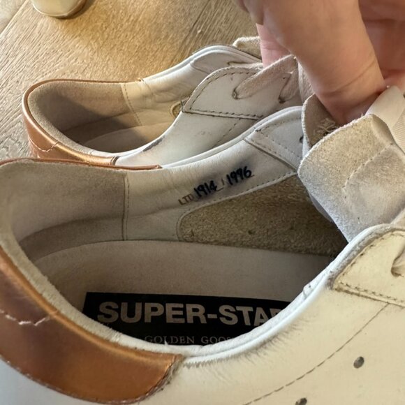 Golden Goose Super Star Low Too Sneaker- Optic White with Peach Pink Metallic - Picture 5 of 5